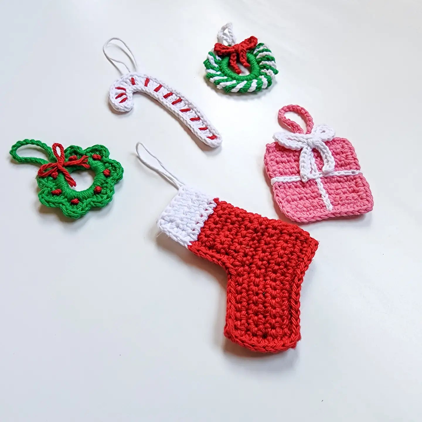 Crochet Christmas Ornament Gift Set | Eco-Friendly Holiday | Pack of 5 - $5 each | WHOLESALE