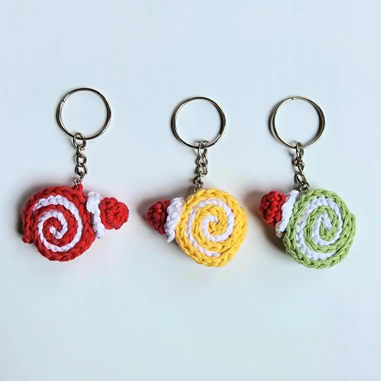 Crochet Swiss Roll Christmas Keychain | Amigurumi Bag Charm - Pack of 9 - $5 each WHOLESALE