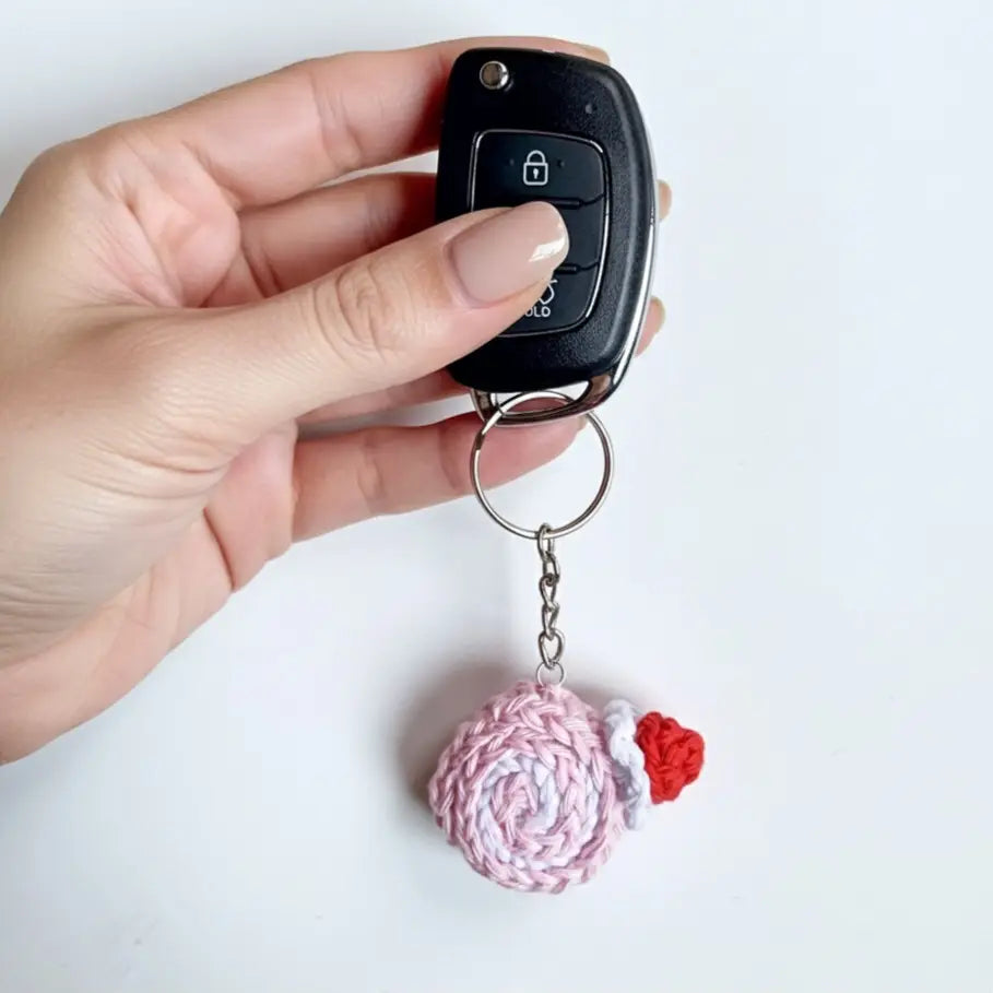 Crochet Swiss Roll Christmas Keychain | Amigurumi Bag Charm - Pack of 9 - $5 each WHOLESALE