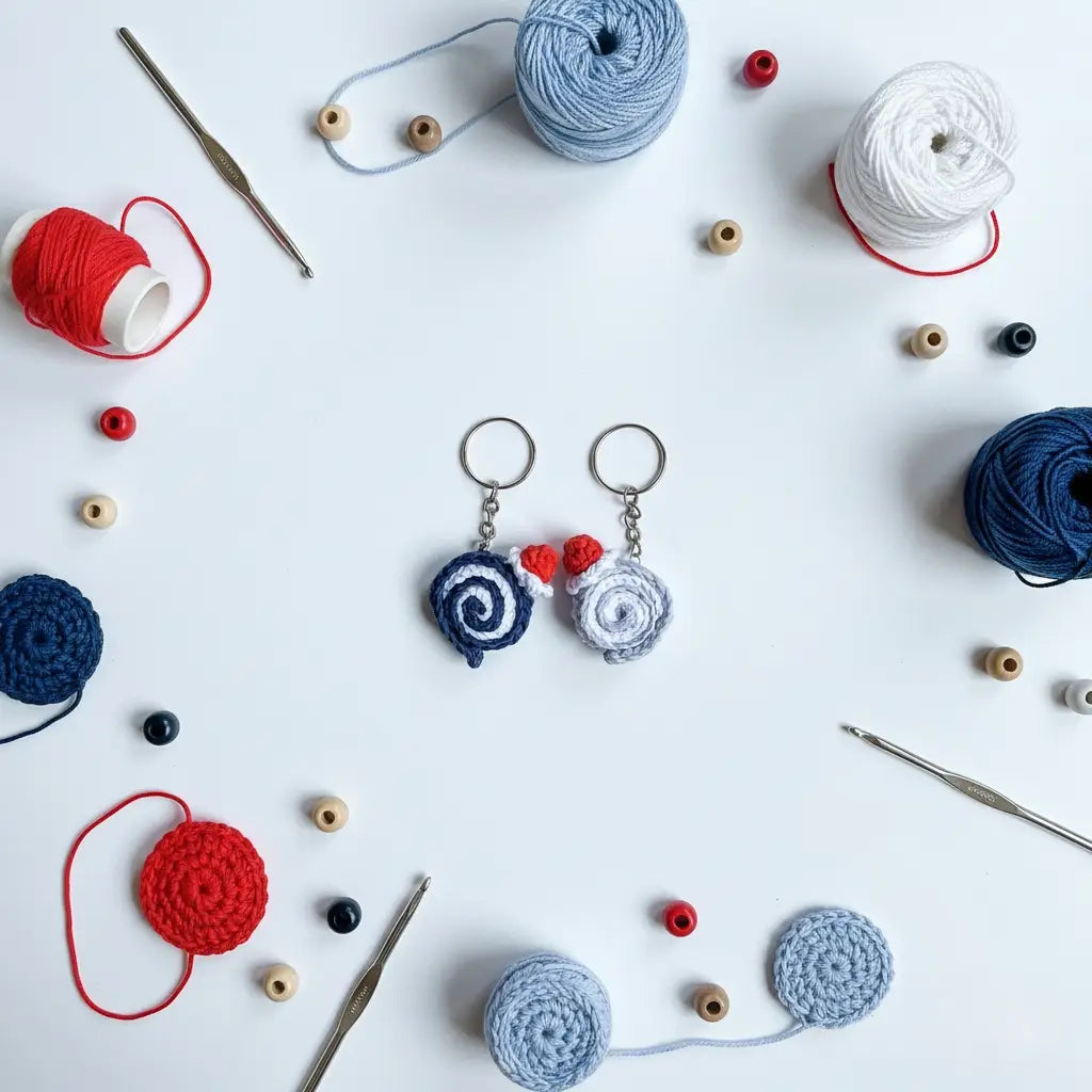Crochet Swiss Roll Christmas Keychain | Amigurumi Bag Charm - Pack of 9 - $5 each WHOLESALE