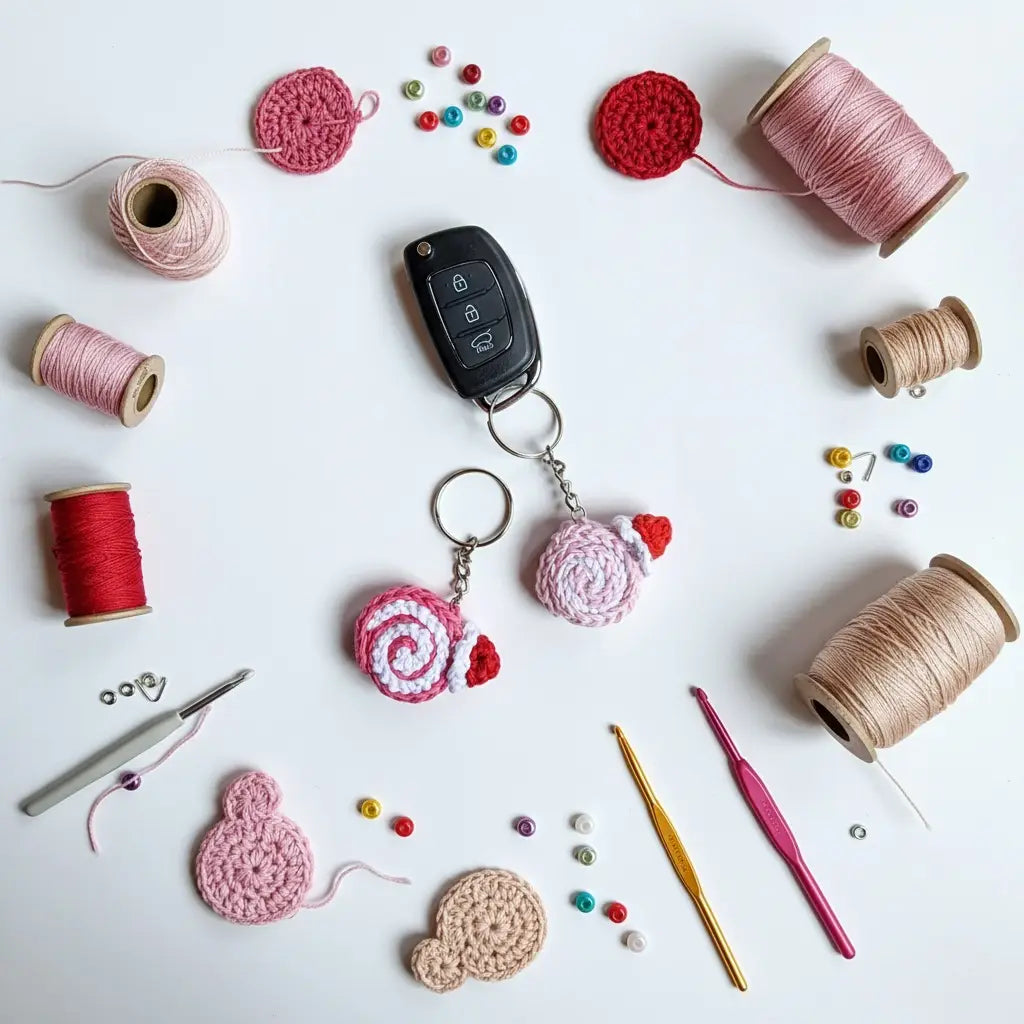 Crochet Swiss Roll Christmas Keychain | Amigurumi Bag Charm - Pack of 9 - $5 each WHOLESALE