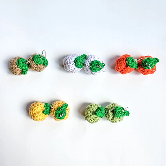 Fruity Charm Earrings | Handmade Crochet Fruit Dangles – Pack of 5 - $5 each WHOLESALE