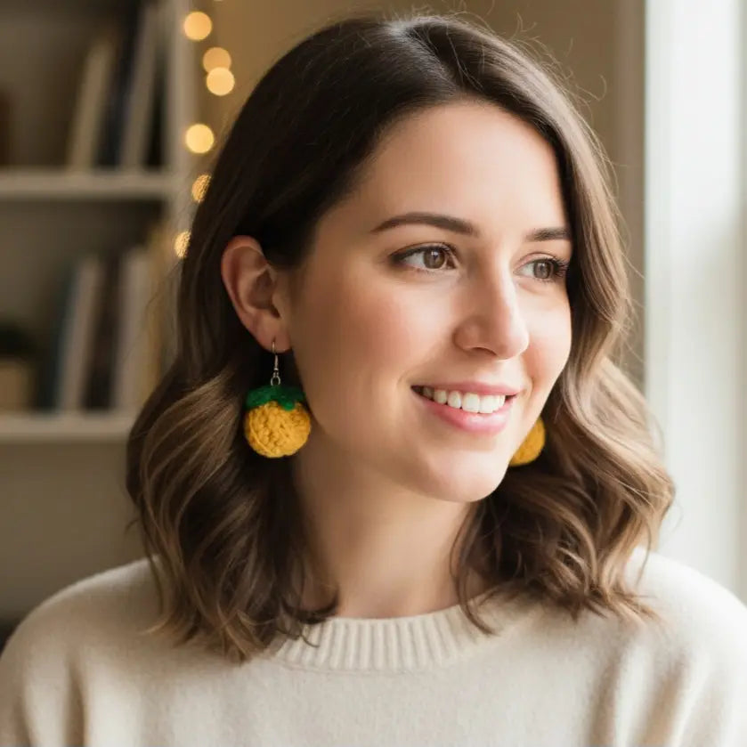 Fruity Charm Earrings | Handmade Crochet Fruit Dangles – Pack of 5 - $5 each WHOLESALE