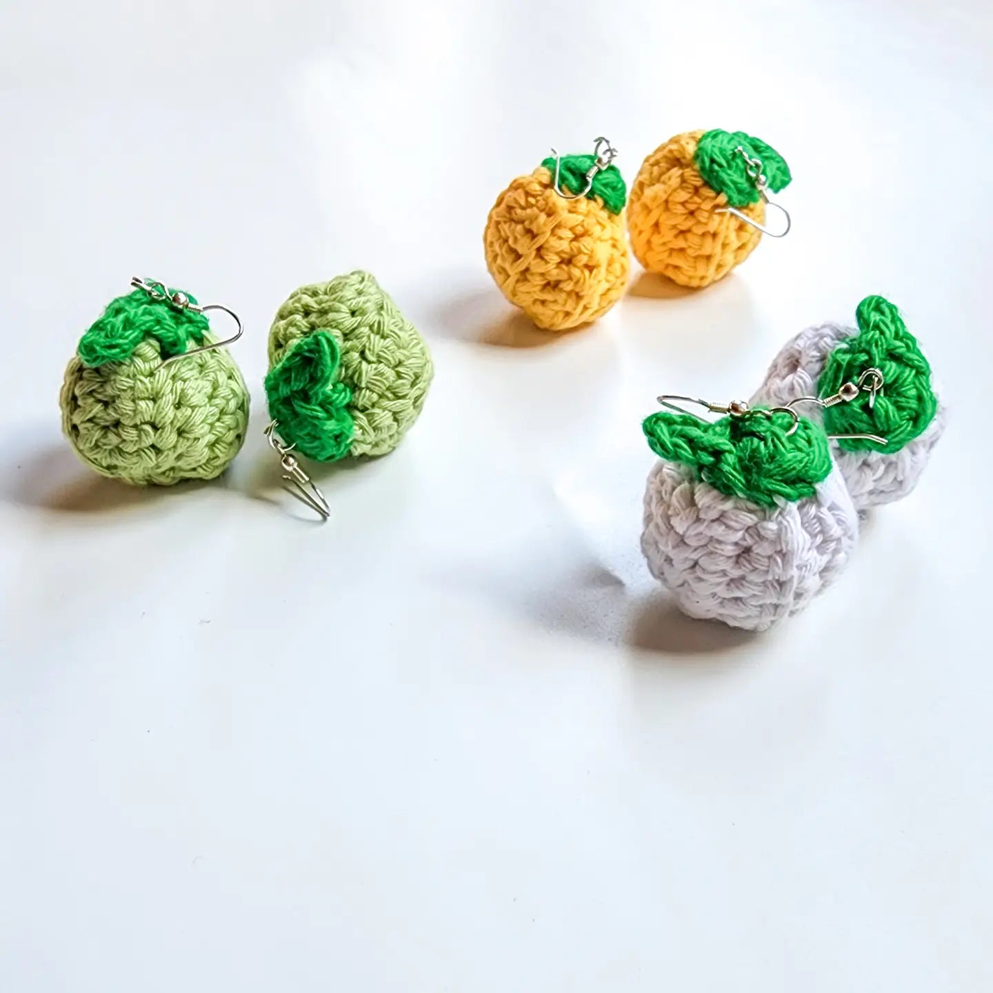 Fruity Charm Earrings | Handmade Crochet Fruit Dangles – Pack of 5 - $5 each WHOLESALE