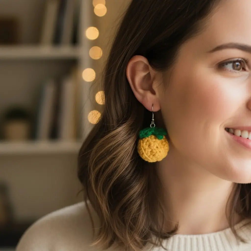 Fruity Charm Earrings | Handmade Crochet Fruit Dangles – Pack of 5 - $5 each WHOLESALE
