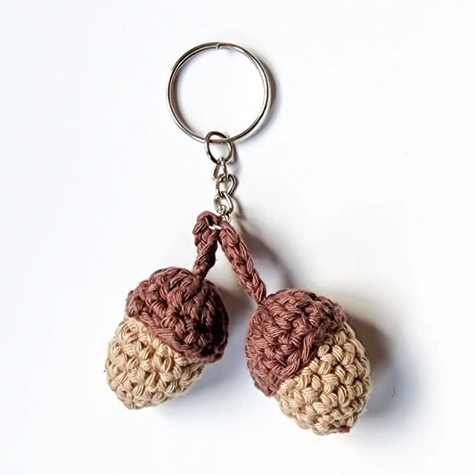 Handmade Acorn Keychain | Eco-Friendly Recycled Cotton | Pack of 5  - $4 each | WHOLESALE