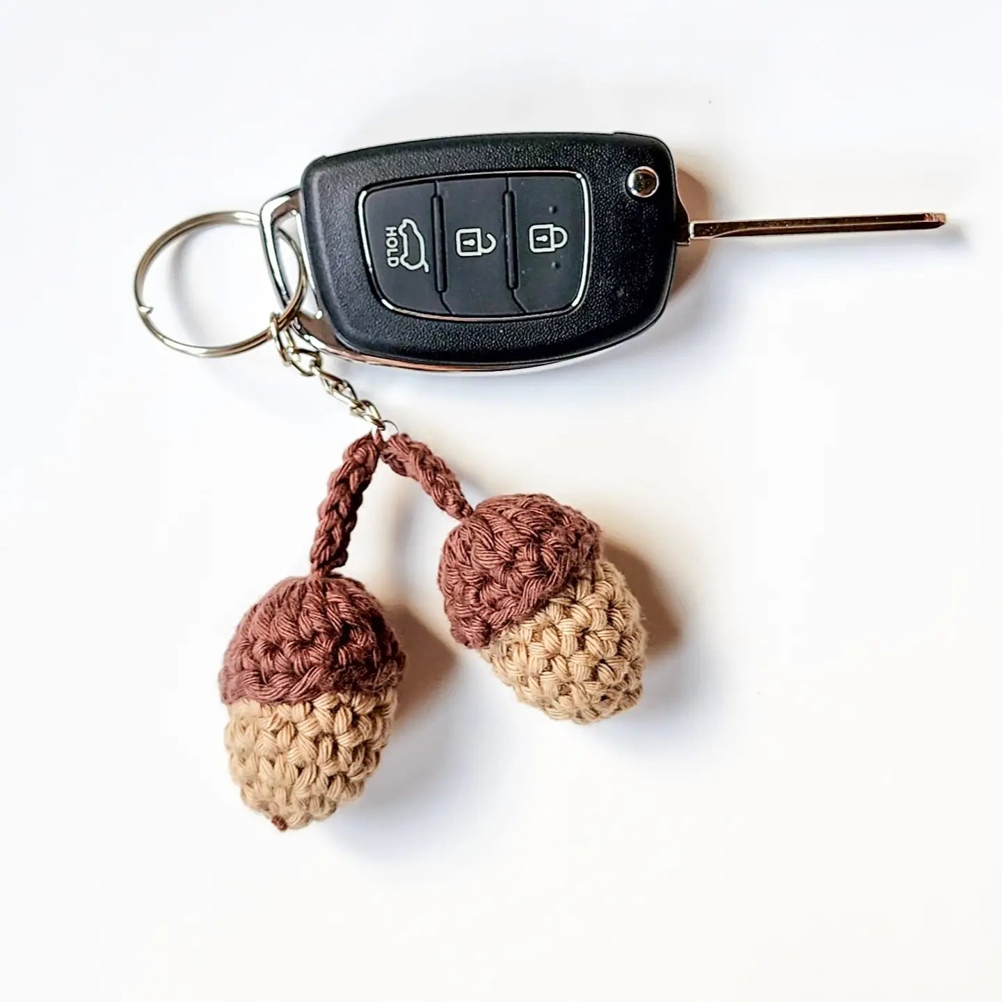 Handmade Acorn Keychain | Eco-Friendly Recycled Cotton | Pack of 5  - $4 each | WHOLESALE