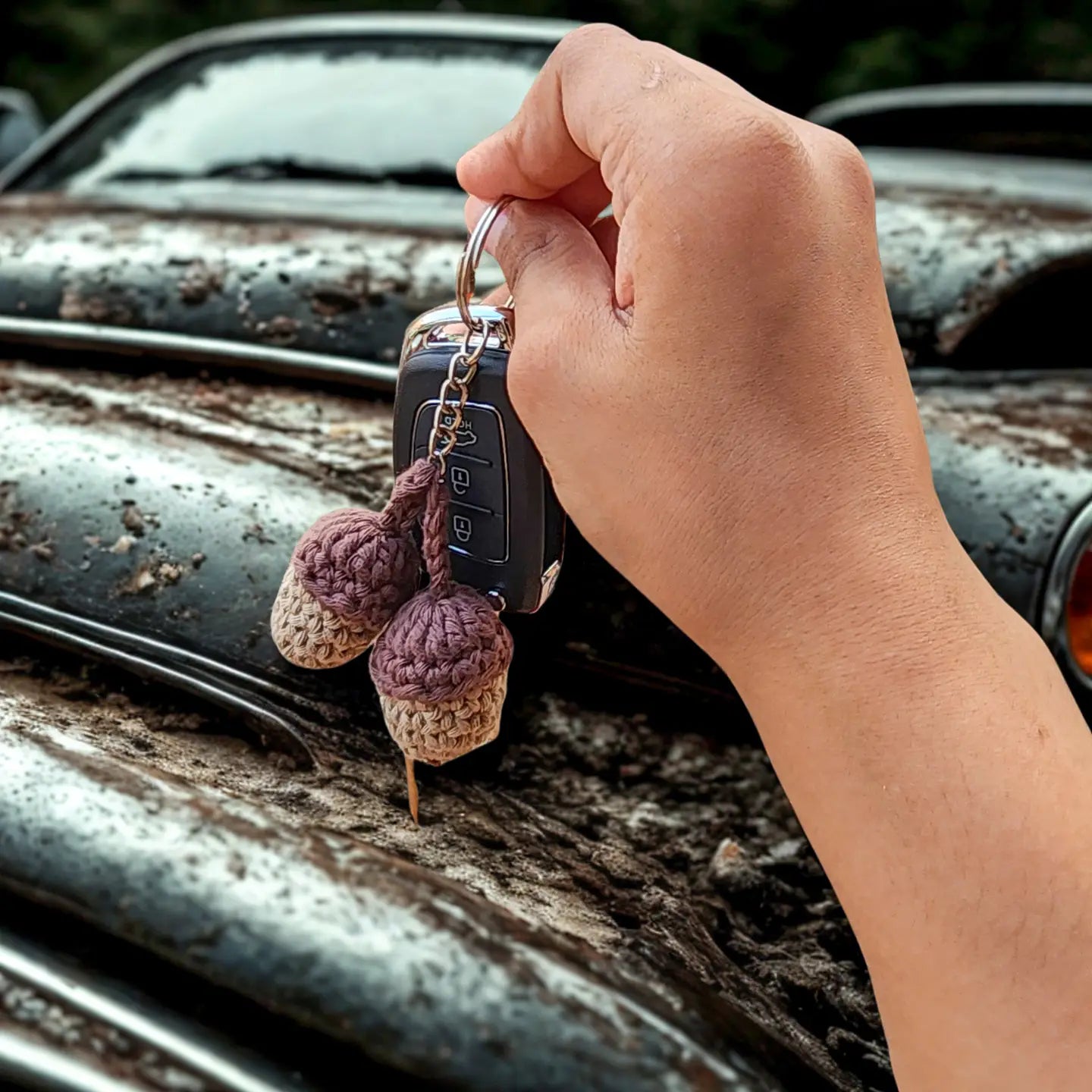 Handmade Acorn Keychain | Eco-Friendly Recycled Cotton | Pack of 5  - $4 each | WHOLESALE
