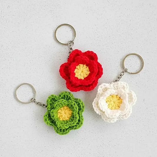 Handmade Colorful floral Keychain | Crochet Bag Charm | Pack of 3 - $3 each | WHOLESALE