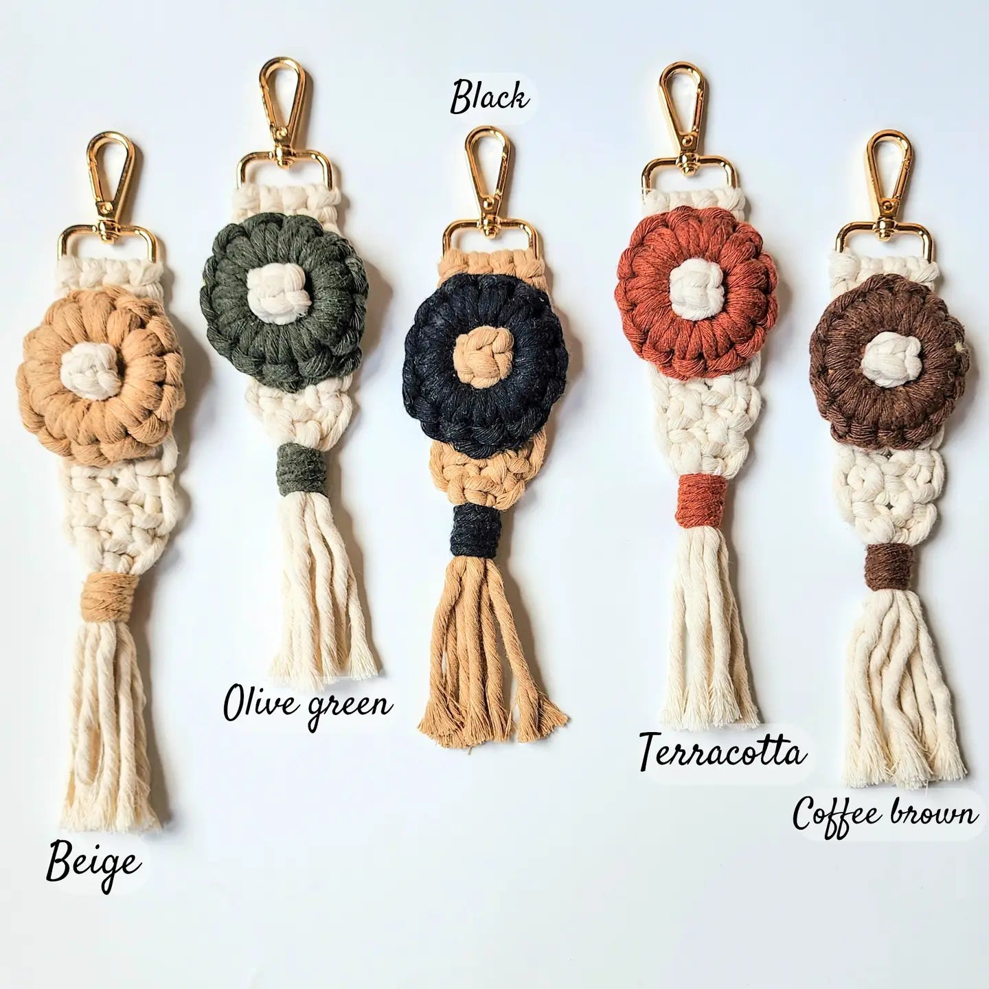 Handmade Flower-Power Keychain | Boho Eco-Friendly Bag Charm | Pack of 5 - $5 each | WHOLESALE