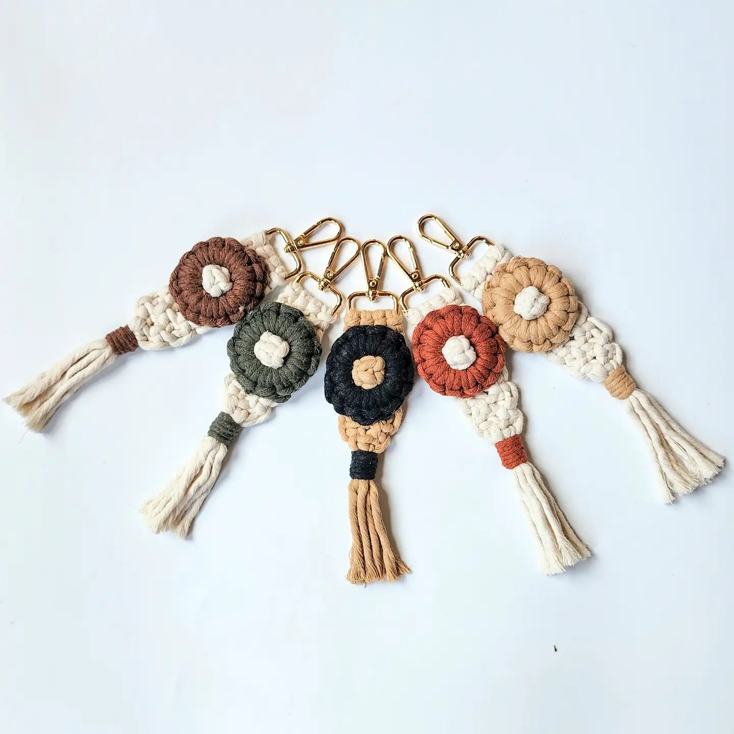 Handmade Flower-Power Keychain | Boho Eco-Friendly Bag Charm | Pack of 5 - $5 each | WHOLESALE