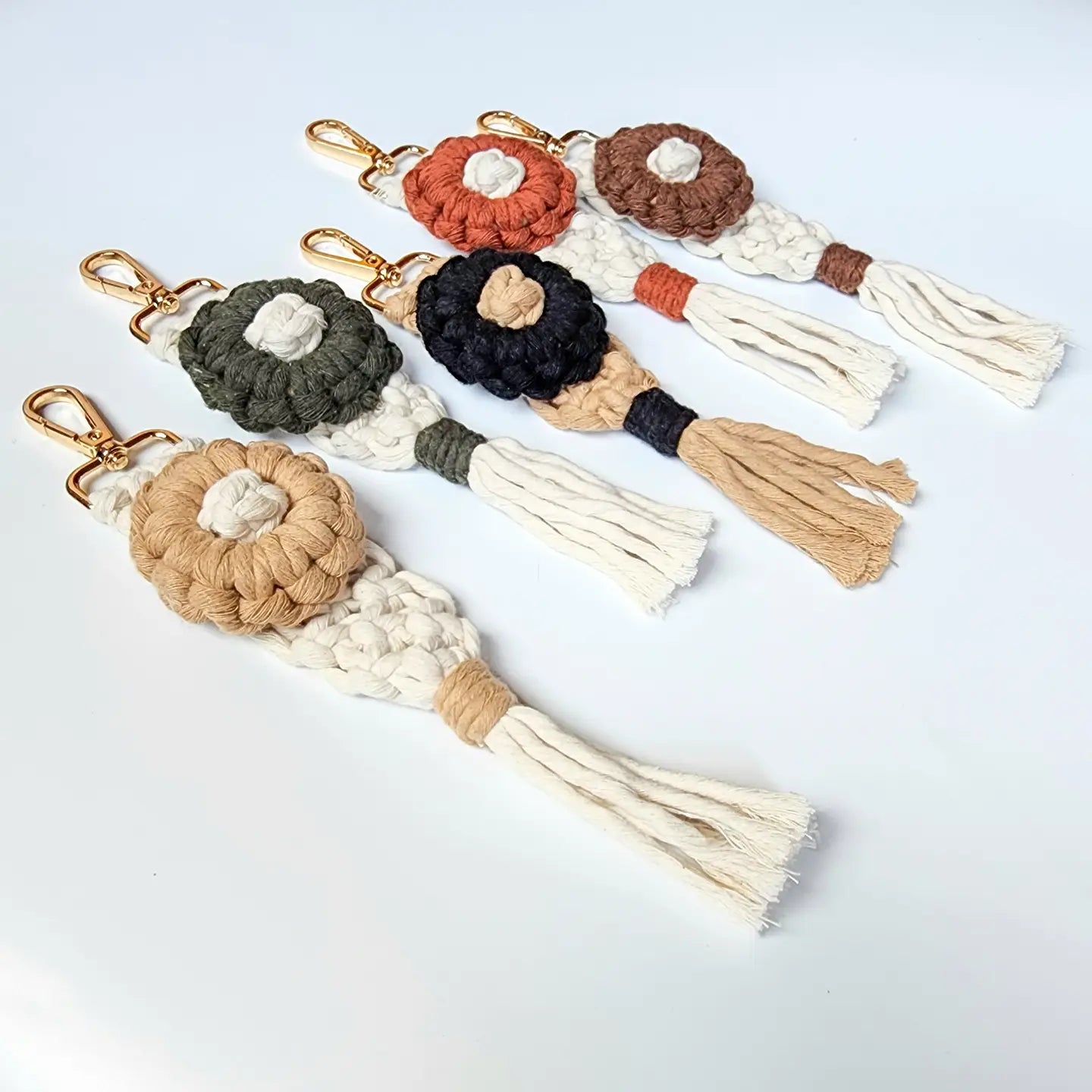 Handmade Flower-Power Keychain | Boho Eco-Friendly Bag Charm | Pack of 5 - $5 each | WHOLESALE