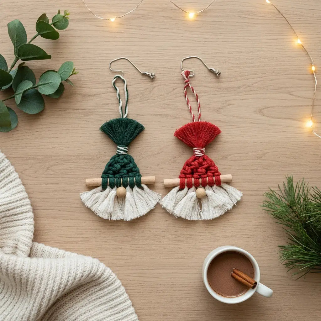 Macrame Gnome Christmas Ornaments | Handmade Holiday Decor - Pack of 2 - $5 each WHOLESALE (Copy)
