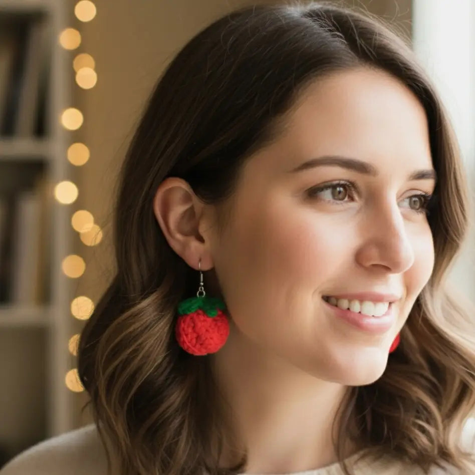 Merry Berry Dangles | Handmade Crochet Holiday Earrings – Pack of 3 - $5 each WHOLESALE