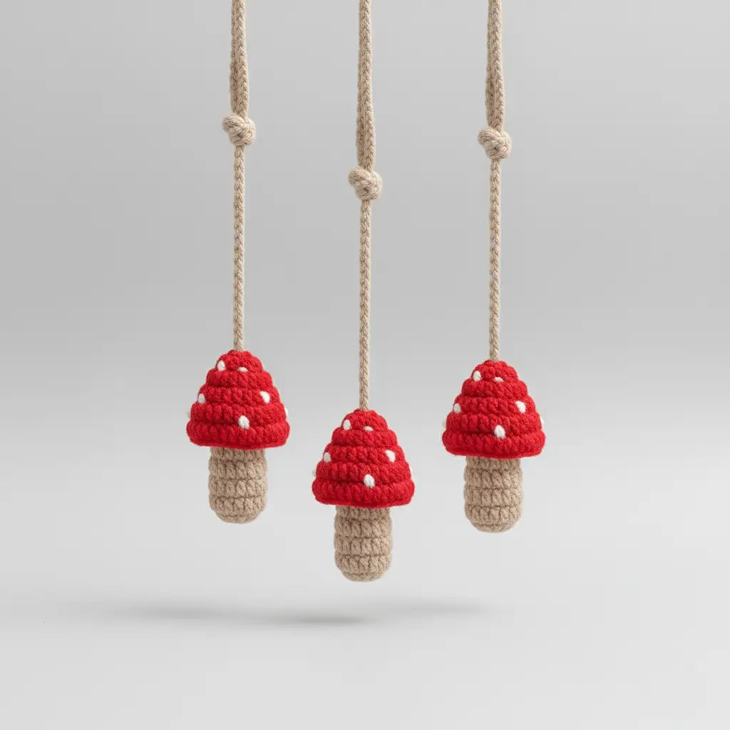 Mushroom Chapstick/Lipstick Holder Bag Charm | Handwoven | Pack of 3 - $5 each | WHOLESALE