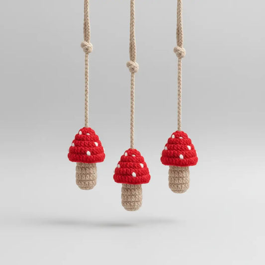 Mushroom Chapstick/Lipstick Holder Bag Charm | Handwoven | Pack of 3 - $5 each | WHOLESALE