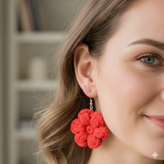 Petal Bloom Earrings | Handmade Crochet Flower Earrings – Pack of 3 - $5 each WHOLESALE