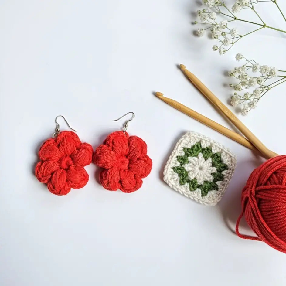 Petal Bloom Earrings | Handmade Crochet Flower Earrings – Pack of 3 - $5 each WHOLESALE