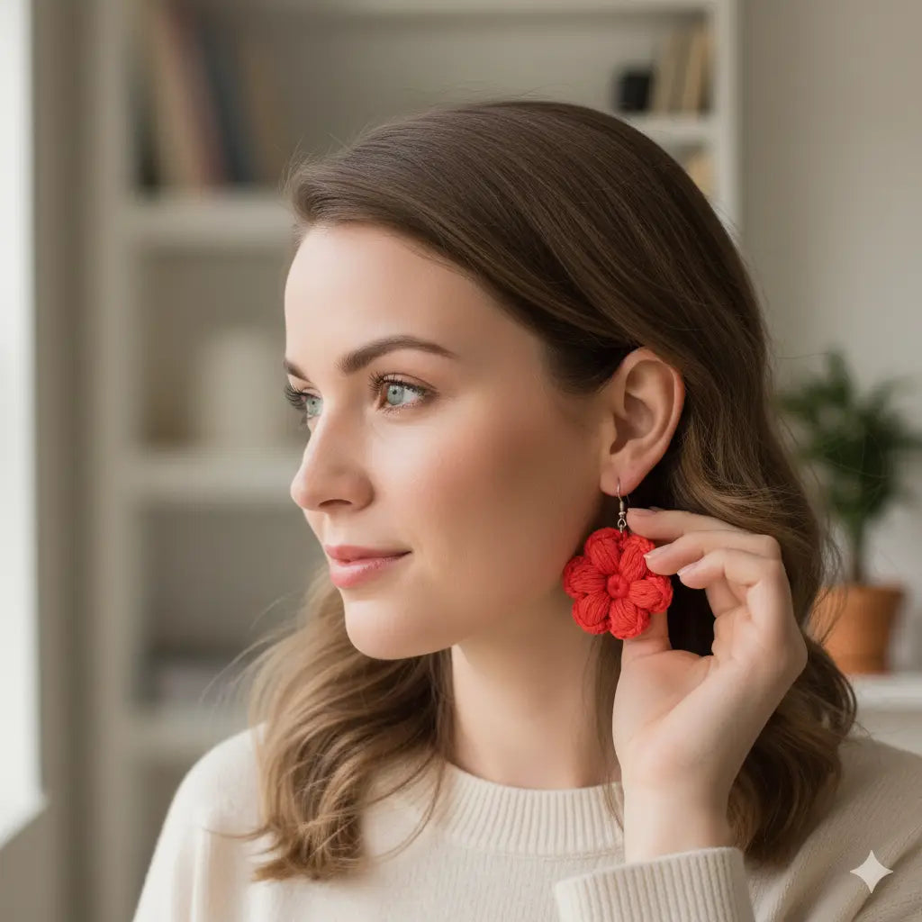 Petal Bloom Earrings | Handmade Crochet Flower Earrings – Pack of 3 - $5 each WHOLESALE
