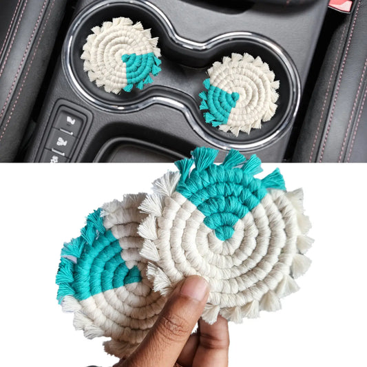 Set of 2 Color Block Car Coasters, Boho Car Accessory & Gift - Pack of 3 - $5 each WHOLESALE