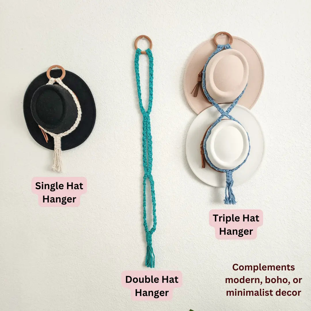 Macrame Hat Hanger | Stylish Wall-Mounted Organizer Pack of 4 WHOLESALE