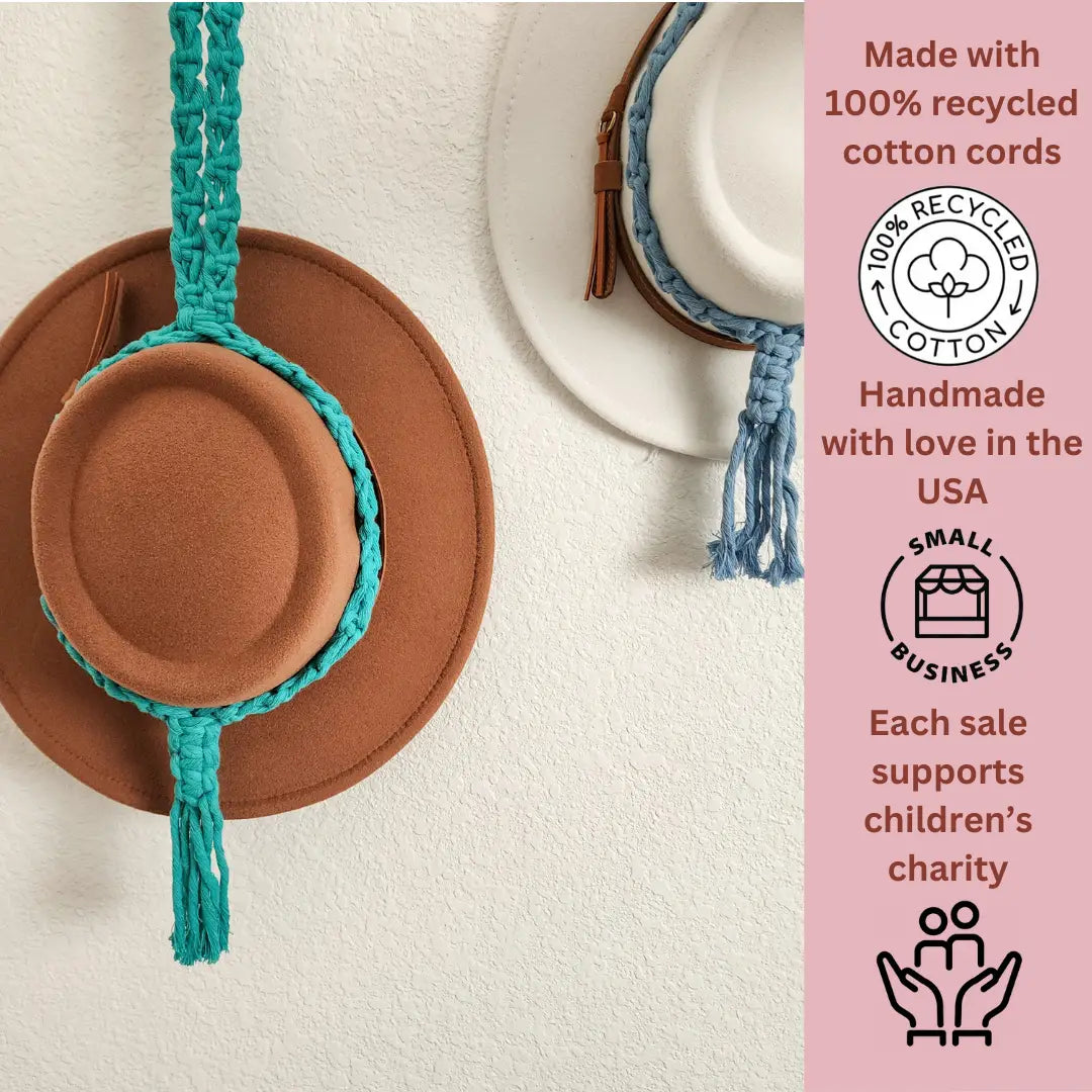 Macrame Hat Hanger | Stylish Wall-Mounted Organizer Pack of 4 WHOLESALE