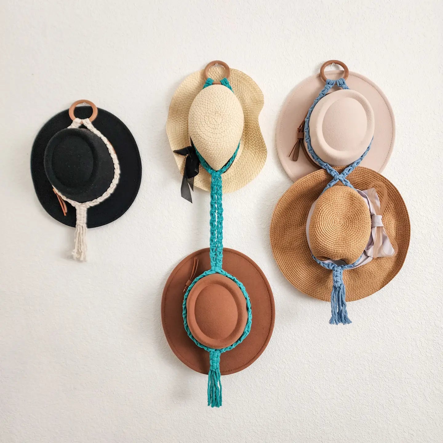 Macrame Hat Hanger | Stylish Wall-Mounted Organizer Pack of 4 WHOLESALE
