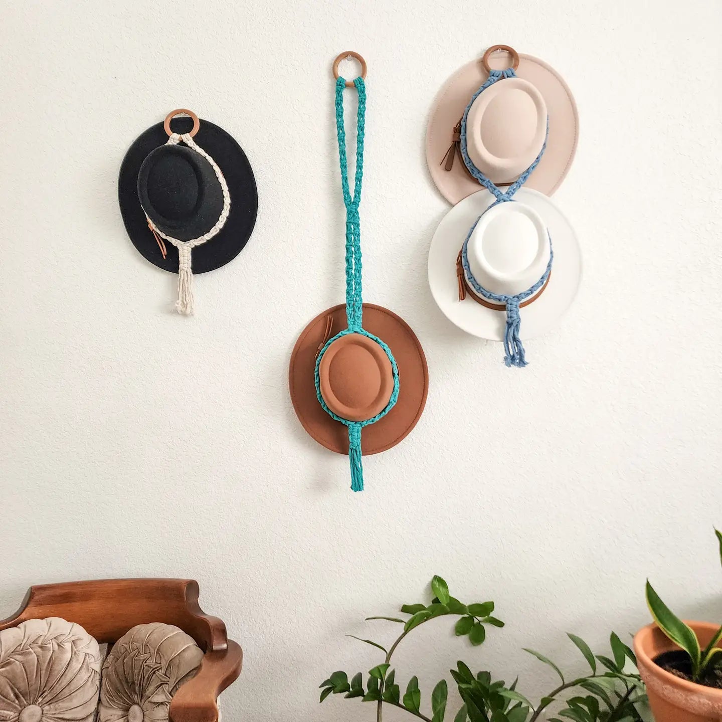Macrame Hat Hanger | Stylish Wall-Mounted Organizer Pack of 4 WHOLESALE