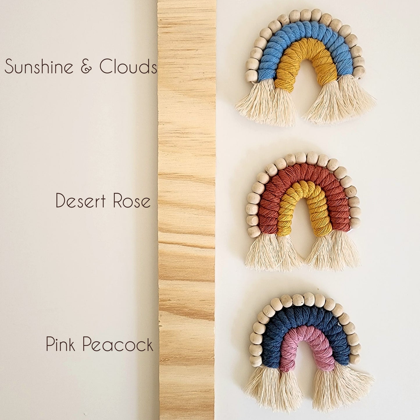 Macrame Rainbow Fridge Magnets / Natural Oil Diffuser with wooden beads for Aromatherapy