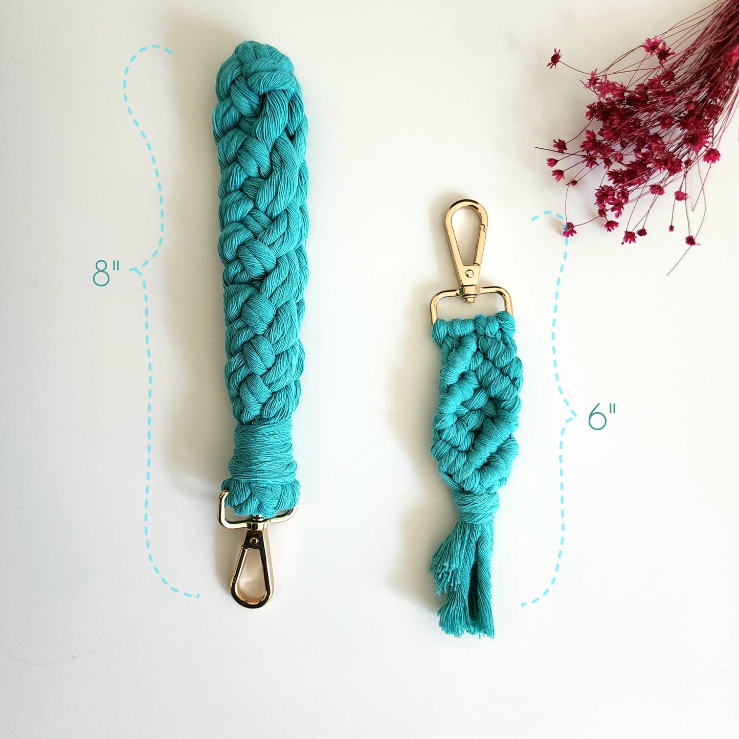 Handmade Macrame Cotton Keychain & Wristlet Set