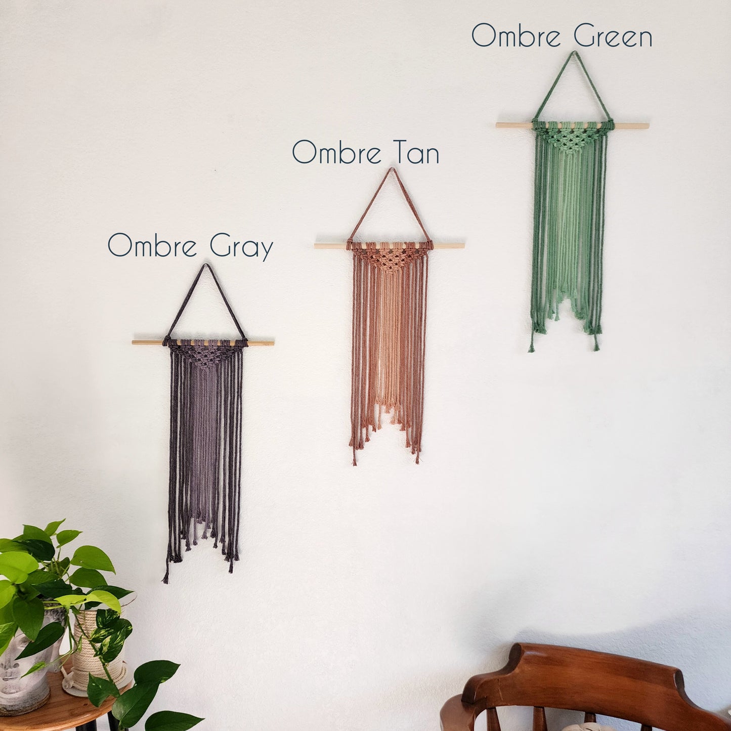 Ombre Dip-dyed Macrame Wall Hanging, Handmade Boho Home Décor Gifts