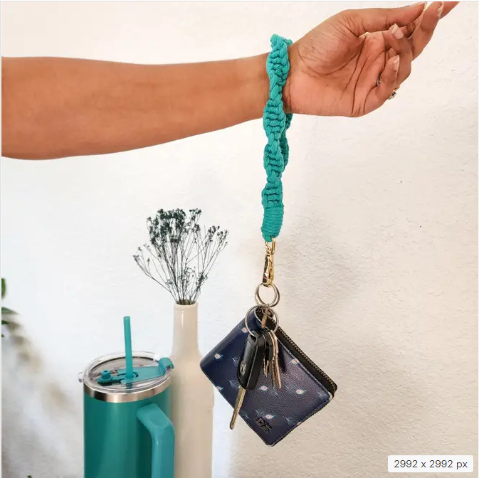 Macrame Twisted Cotton Wristlet for Keys & Wallets