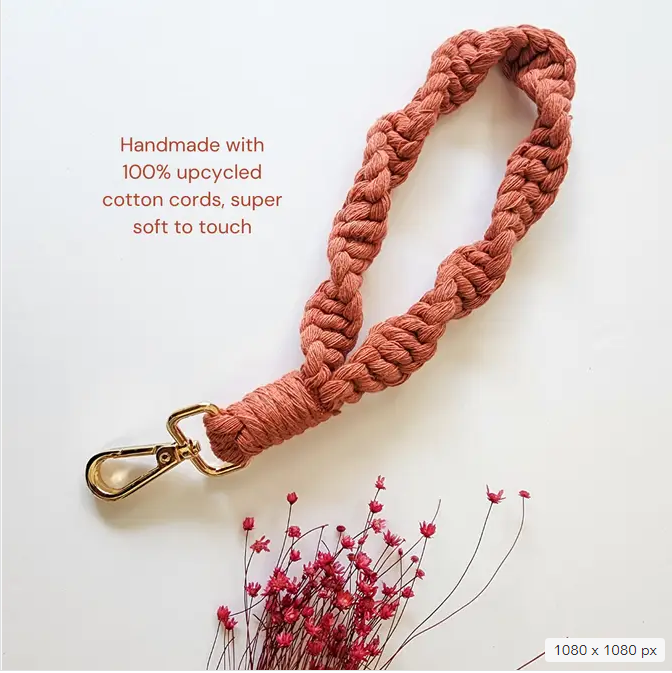 Macrame Twisted Cotton Wristlet for Keys & Wallets