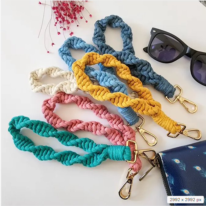 Macrame Twisted Cotton Wristlet for Keys & Wallets