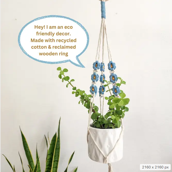 Floral Daisy Plant Hanger, Handmade Macrame Plant Accessory