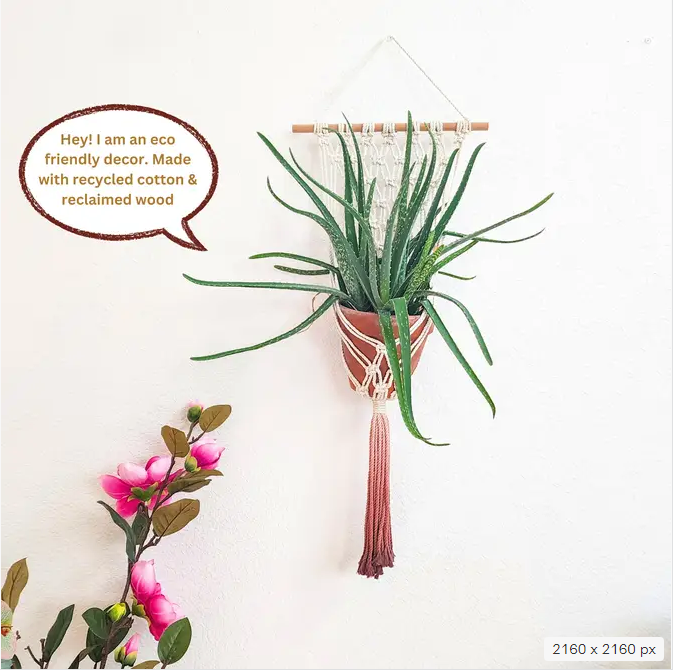 Handmade and Dip-Dyed Macrame Plant Hanger, Handwoven Ombre Colored Plant Hanging with Tassels, Sustainable Cotton Cords, Gift for Plant Mom