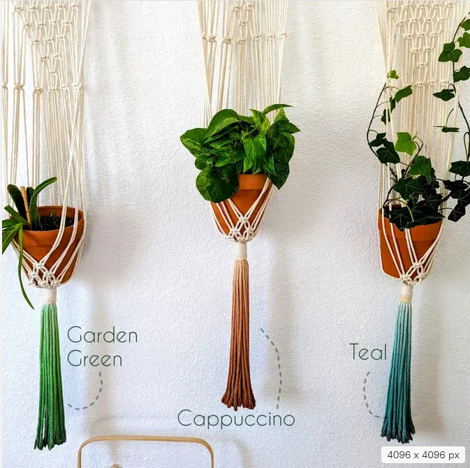 dyed macrame plant hanger Handmade and Dip-Dyed Macrame Plant Hanger