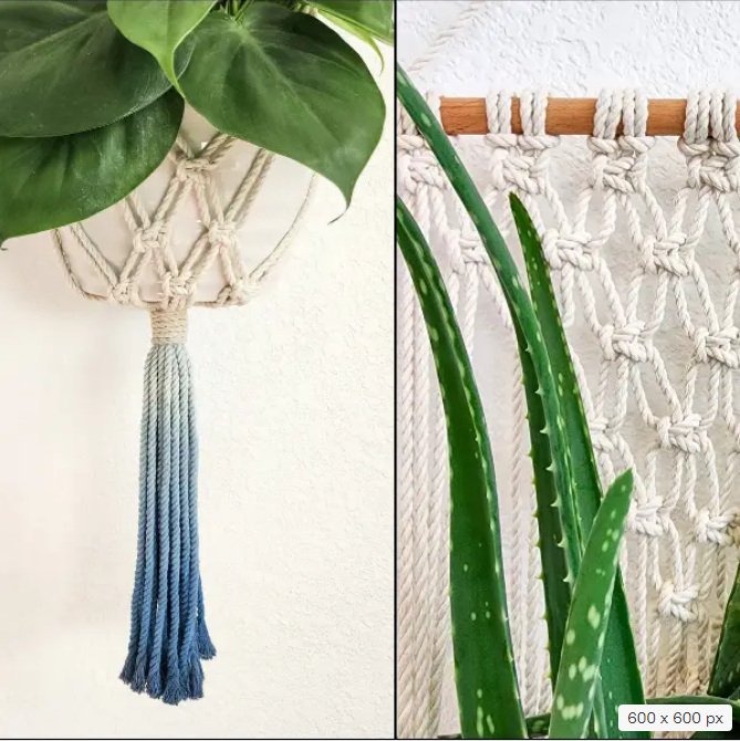 Handmade and Dip-Dyed Macrame Plant Hanger, Handwoven Ombre Colored Plant Hanging with Tassels, Sustainable Cotton Cords, Gift for Plant Mom