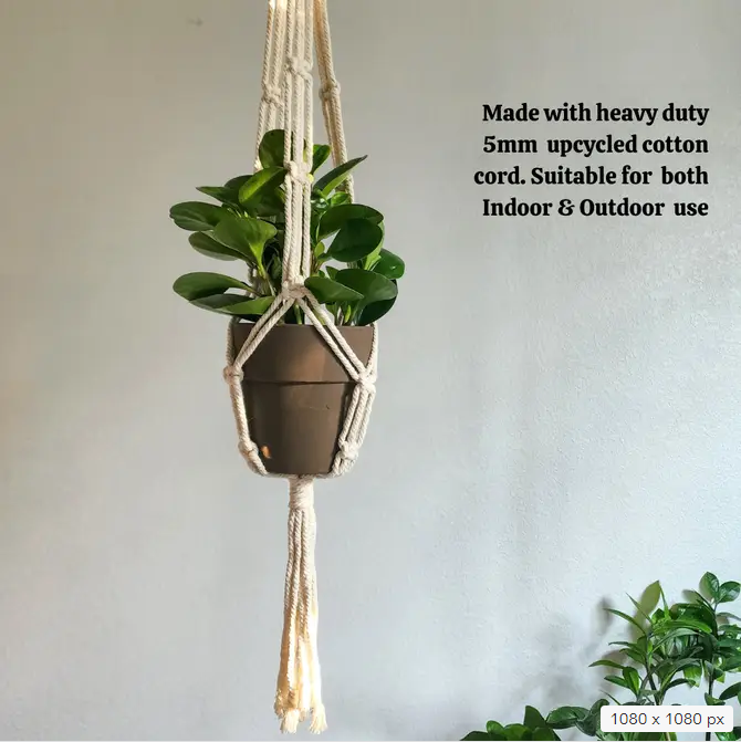 Macrame Chain Plant Hanger, Handmade Planter Accessory