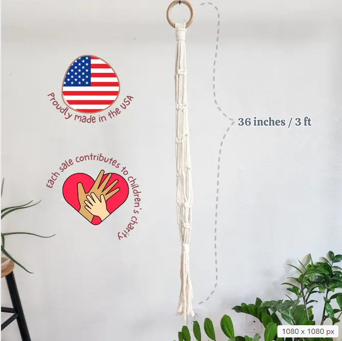 Macrame Chain Plant Hanger, Handmade Planter Accessory