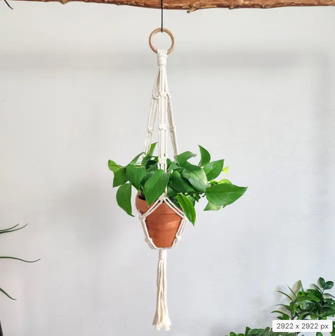 Macrame Chain Plant Hanger, Handmade Planter Accessory