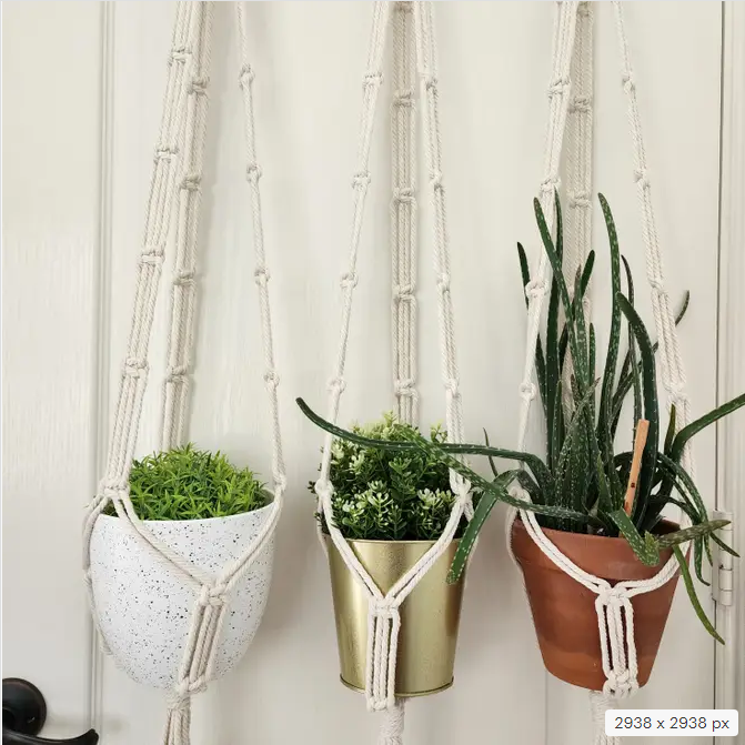 Macrame Chain Plant Hanger, Handmade Planter Accessory