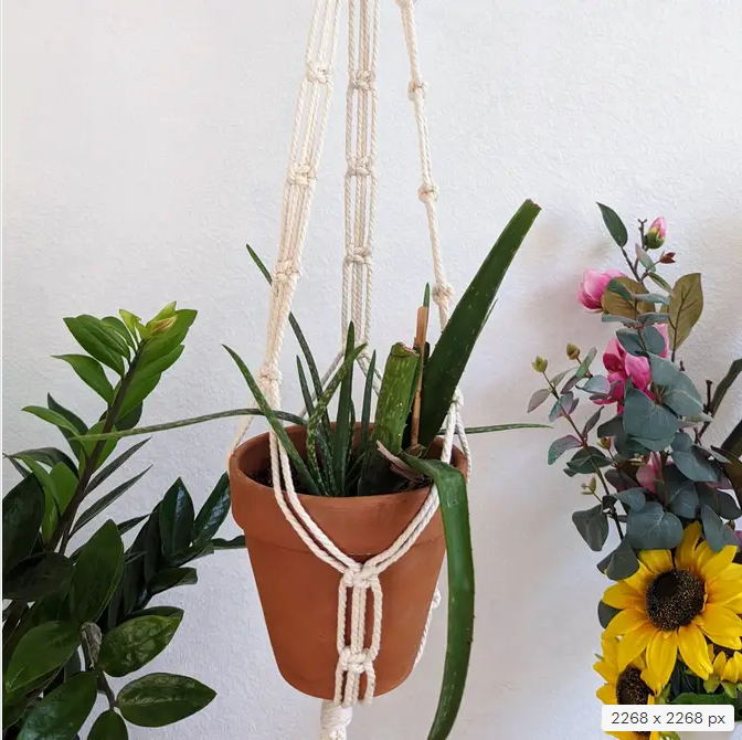 Macrame Chain Plant Hanger, Handmade Planter Accessory