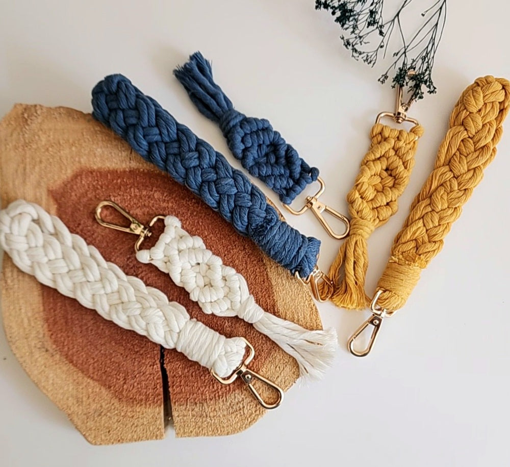 Handmade Macrame Cotton Keychain & Wristlet Set