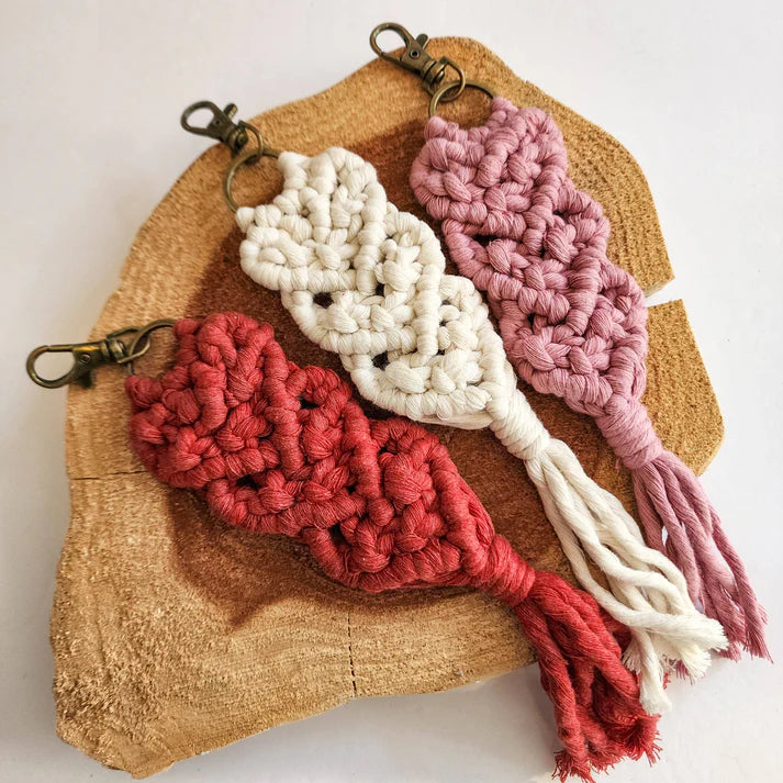 Handmade Boho Keychain with tassels – Valentine's Day Gift