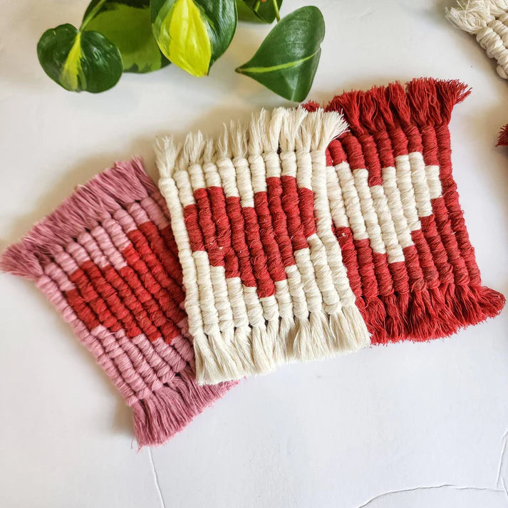 Cotton Heart Coasters | Valentines Day Boho Decor