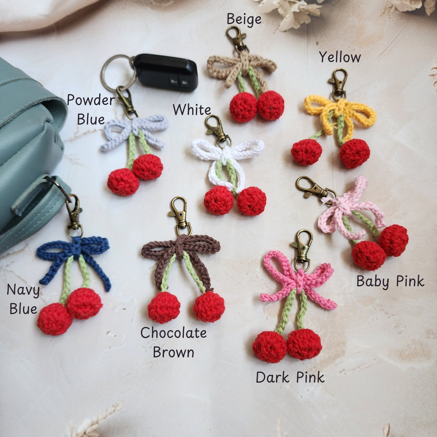 Handmade Crochet Cherry Keychain | Fruit-Inspired Charm