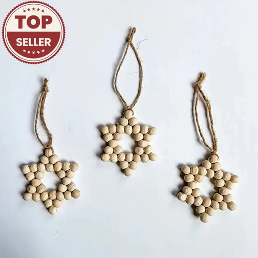 Beaded Star Ornament | Nordic Christmas & Hanukkah Decor - Pack of 3 - $5 each WHOLESALE