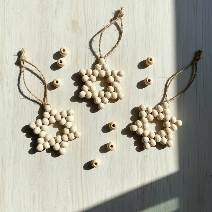 Beaded Star Ornament | Nordic Christmas & Hanukkah Decor - Pack of 3 - $5 each WHOLESALE