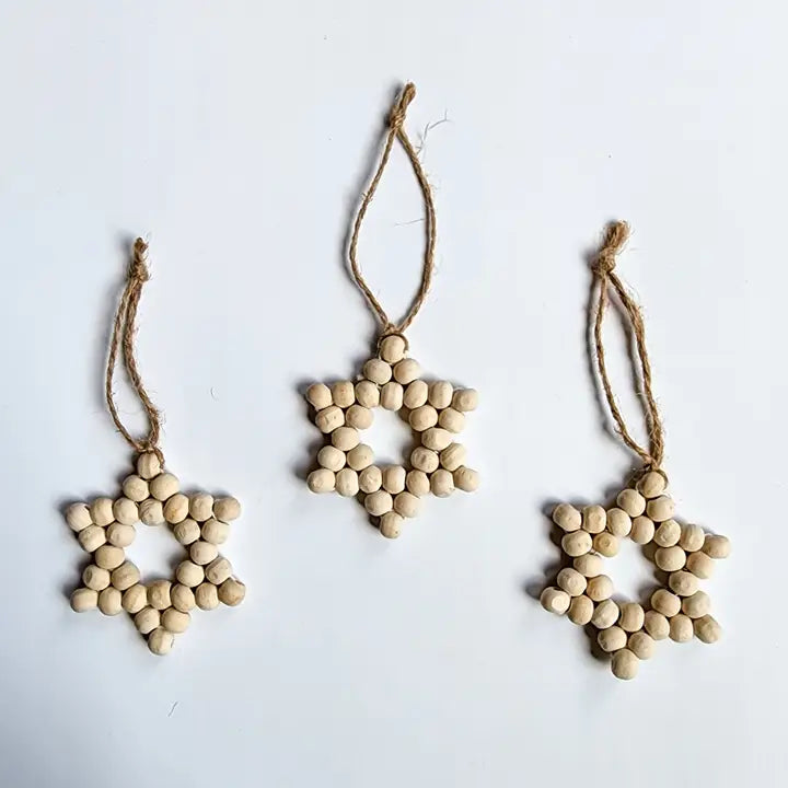 Beaded Star Ornament | Nordic Christmas & Hanukkah Decor - Pack of 3 - $5 each WHOLESALE